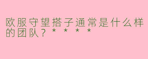 欧服守望搭子通常是什么样的团队？****