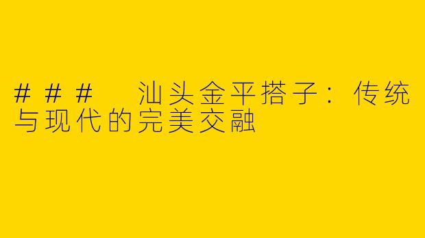 ### 汕头金平搭子:传统与现代的完美交融