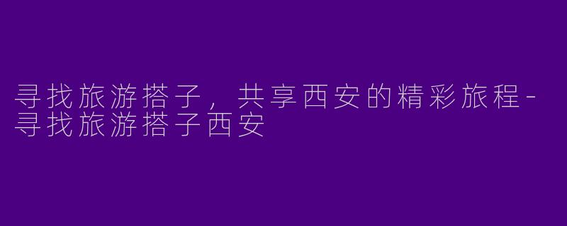 寻找旅游搭子,共享西安的精彩旅程