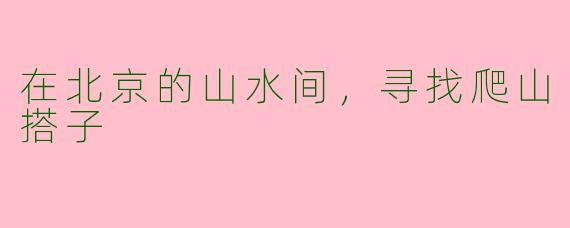 在北京的山水间，寻找爬山搭子