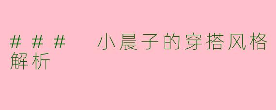 ### 小晨子的穿搭风格解析