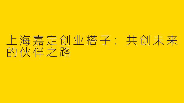 上海嘉定创业搭子：共创未来的伙伴之路