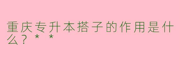 重庆专升本搭子的作用是什么?**