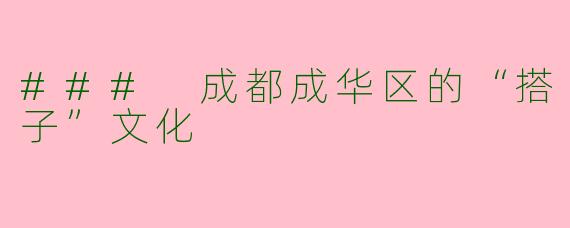 ### 成都成华区的“搭子”文化