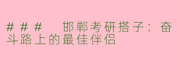 ### 邯郸考研搭子：奋斗路上的最佳伴侣