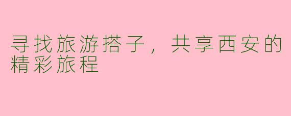 寻找旅游搭子，共享西安的精彩旅程