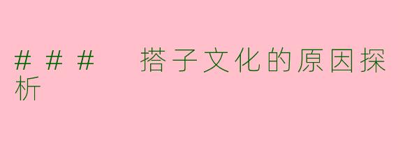 ### 搭子文化的原因探析