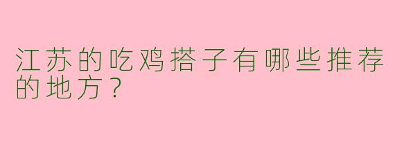 江苏的吃鸡搭子有哪些推荐的地方?