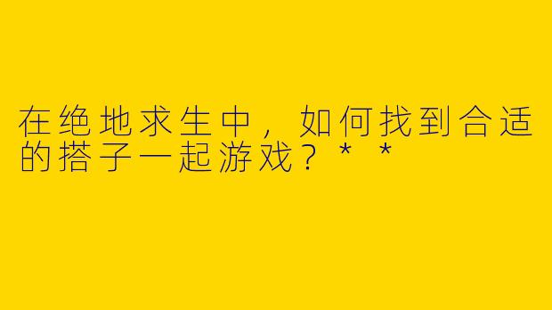 在绝地求生中，如何找到合适的搭子一起游戏？**
