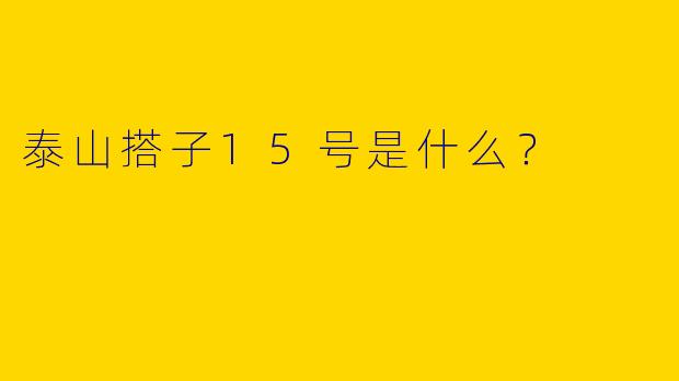 泰山搭子15号是什么？