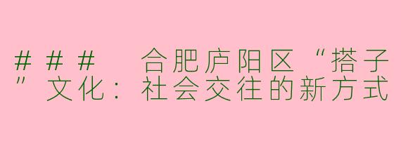 ### 合肥庐阳区“搭子”文化:社会交往的新方式