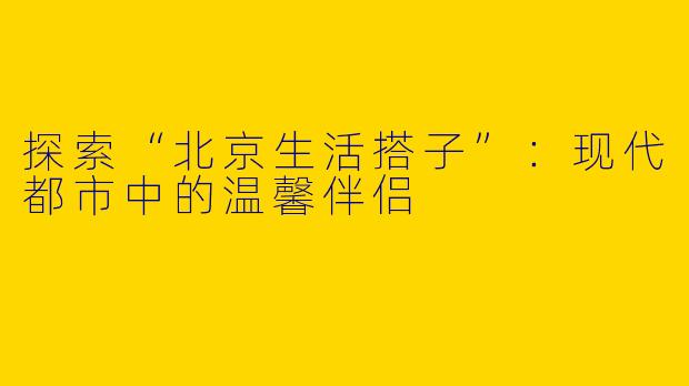 探索“北京生活搭子”：现代都市中的温馨伴侣