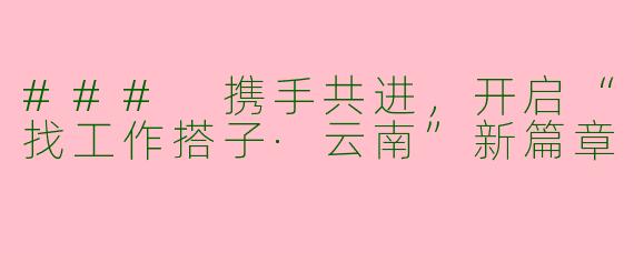 ### 携手共进，开启“找工作搭子·云南”新篇章