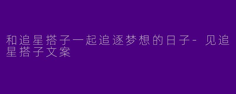 和追星搭子一起追逐梦想的日子-见追星搭子文案