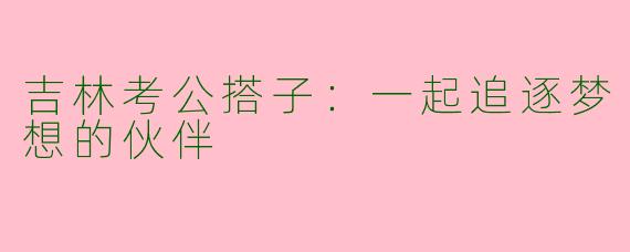 吉林考公搭子：一起追逐梦想的伙伴