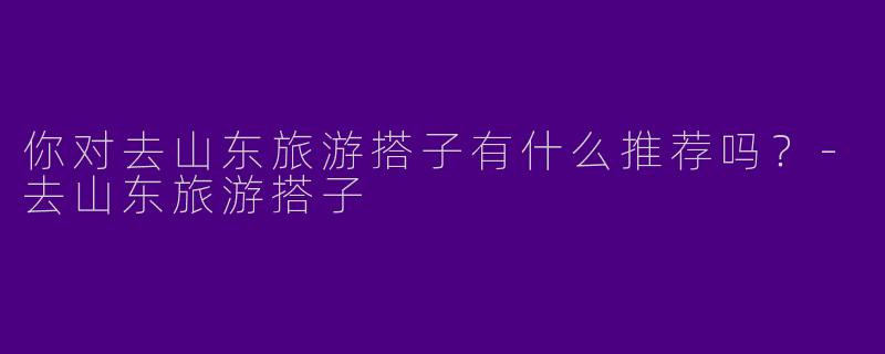 你对去山东旅游搭子有什么推荐吗？-去山东旅游搭子