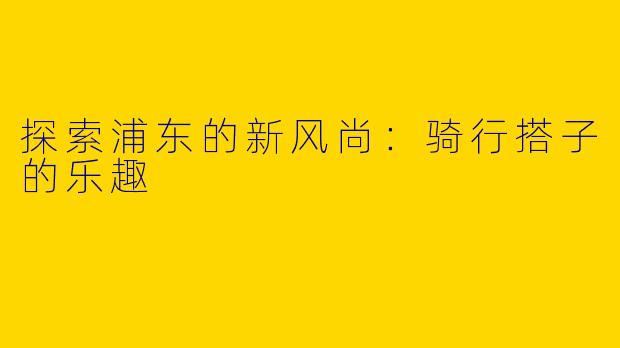 探索浦东的新风尚：骑行搭子的乐趣