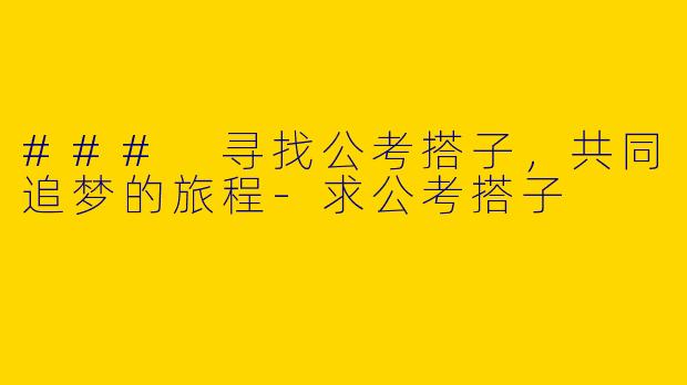 ### 寻找公考搭子，共同追梦的旅程-求公考搭子