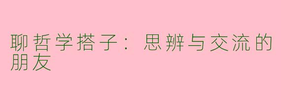 聊哲学搭子：思辨与交流的朋友