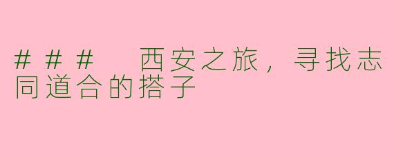 ### 西安之旅，寻找志同道合的搭子