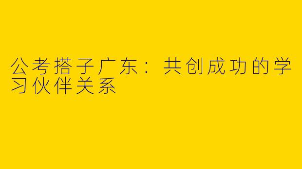 公考搭子广东：共创成功的学习伙伴关系