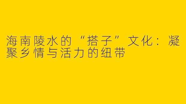 海南陵水的“搭子”文化：凝聚乡情与活力的纽带