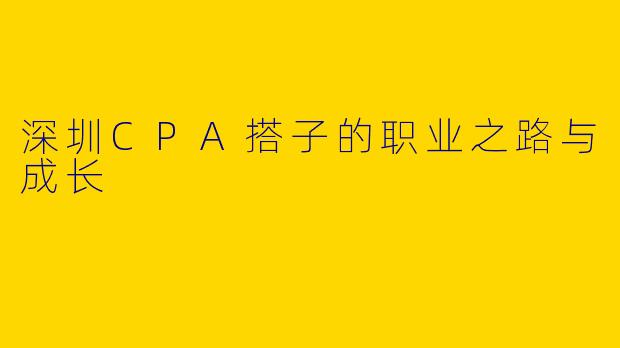深圳CPA搭子的职业之路与成长