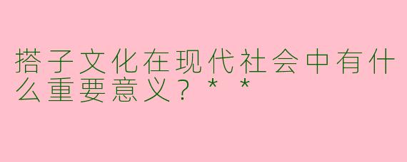 搭子文化在现代社会中有什么重要意义?**