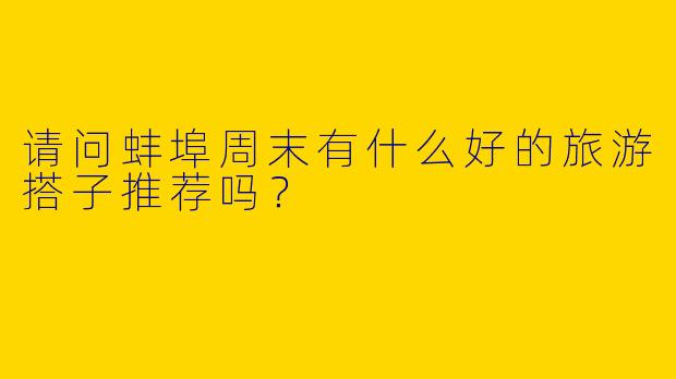 请问蚌埠周末有什么好的旅游搭子推荐吗？