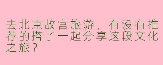 去北京故宫旅游，有没有推荐的搭子一起分享这段文化之旅？