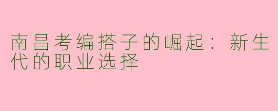 南昌考编搭子的崛起：新生代的职业选择