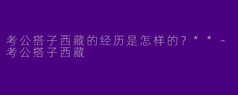 考公搭子西藏的经历是怎样的？**
