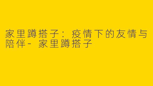 家里蹲搭子：疫情下的友情与陪伴-家里蹲搭子
