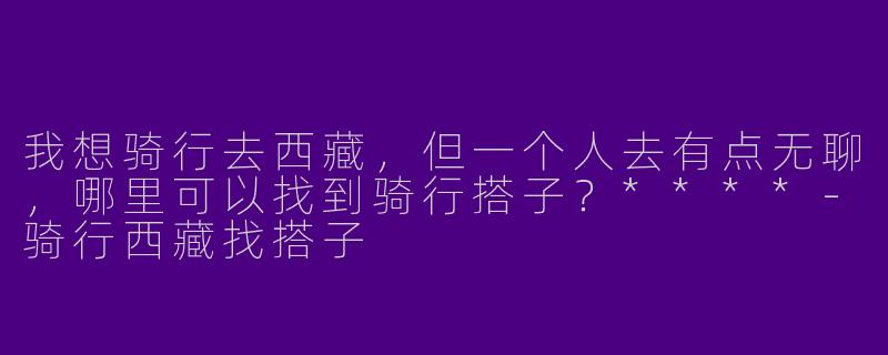 我想骑行去西藏,但一个人去有点无聊,哪里可以找到骑行搭子?****