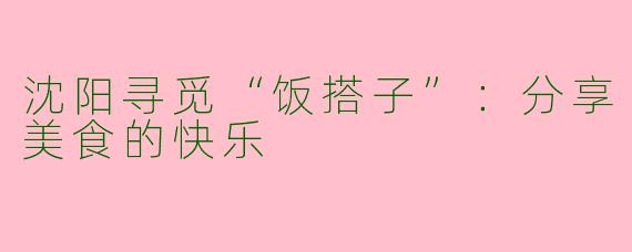 沈阳寻觅“饭搭子”:分享美食的快乐