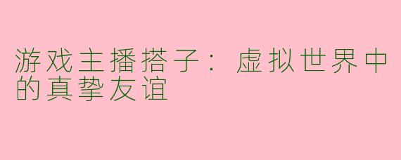 游戏主播搭子：虚拟世界中的真挚友谊