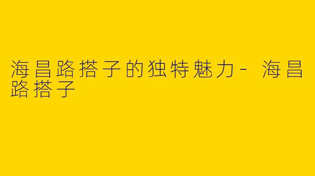 海昌路搭子的独特魅力-海昌路搭子