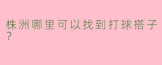 株洲哪里可以找到打球搭子？
