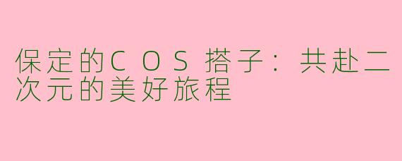 保定的COS搭子：共赴二次元的美好旅程