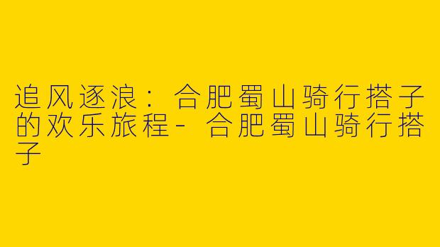 追风逐浪：合肥蜀山骑行搭子的欢乐旅程-合肥蜀山骑行搭子