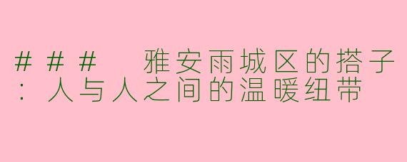 ### 雅安雨城区的搭子：人与人之间的温暖纽带