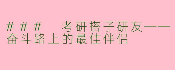 ### 考研搭子研友——奋斗路上的最佳伴侣