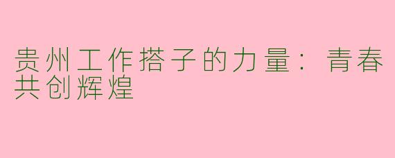 贵州工作搭子的力量：青春共创辉煌