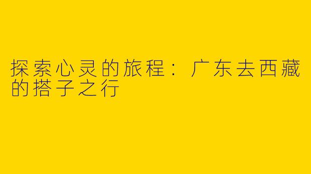 探索心灵的旅程：广东去西藏的搭子之行