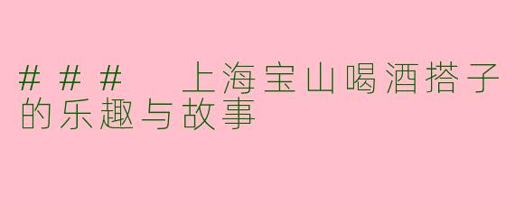 ### 上海宝山喝酒搭子的乐趣与故事