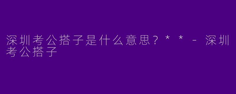 深圳考公搭子是什么意思?**