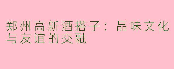 郑州高新酒搭子：品味文化与友谊的交融