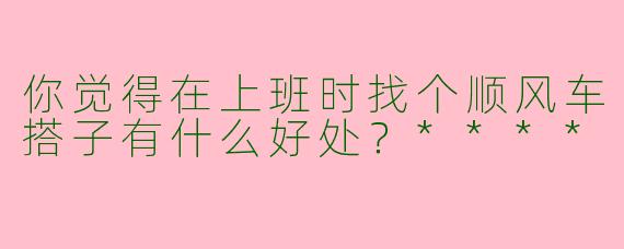 你觉得在上班时找个顺风车搭子有什么好处？****