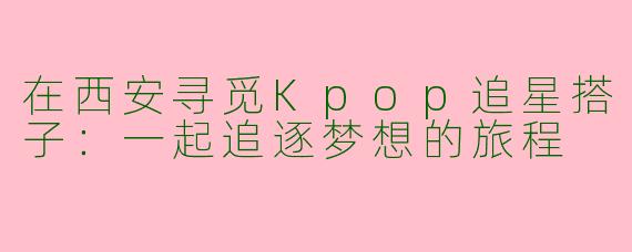 在西安寻觅Kpop追星搭子：一起追逐梦想的旅程