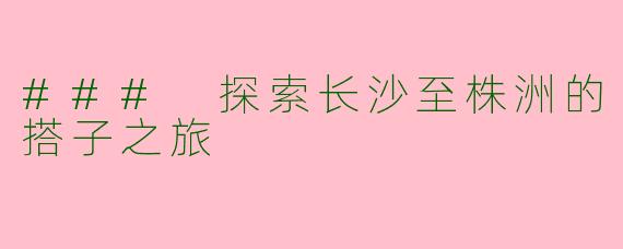 ### 探索长沙至株洲的搭子之旅